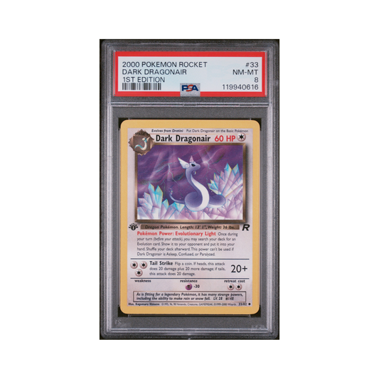 2000 Pokémon Team Rocket Dark Dragonair #33 PSA 8