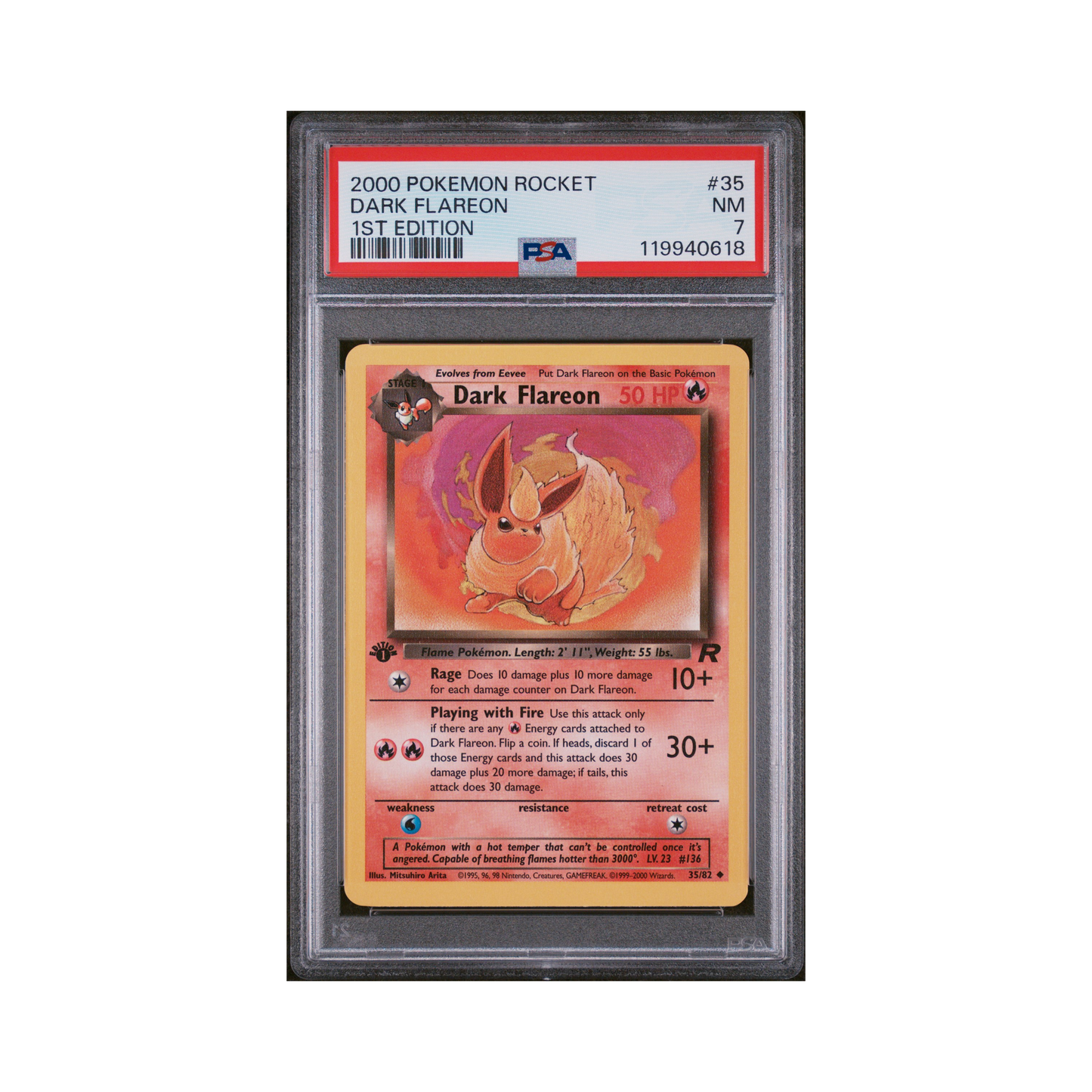 2000 Pokémon Team Rocket Dark Flareon #35 PSA 7