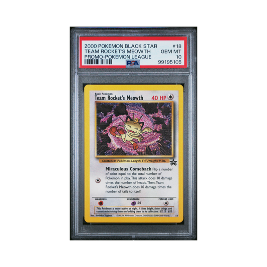 2000 Pokémon Promo Black Star Team Rocket's Meowth #18 PSA 10