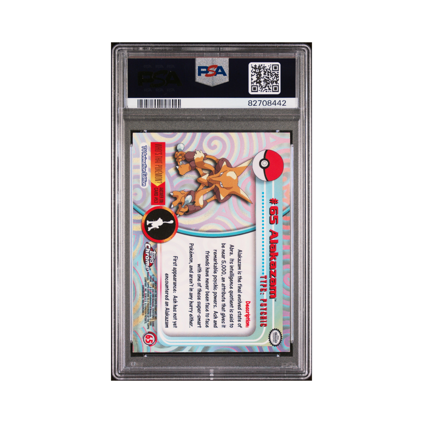 2000 Pokémon Topps Chrome Pokemon T.V. Alakazam #65 PSA 4