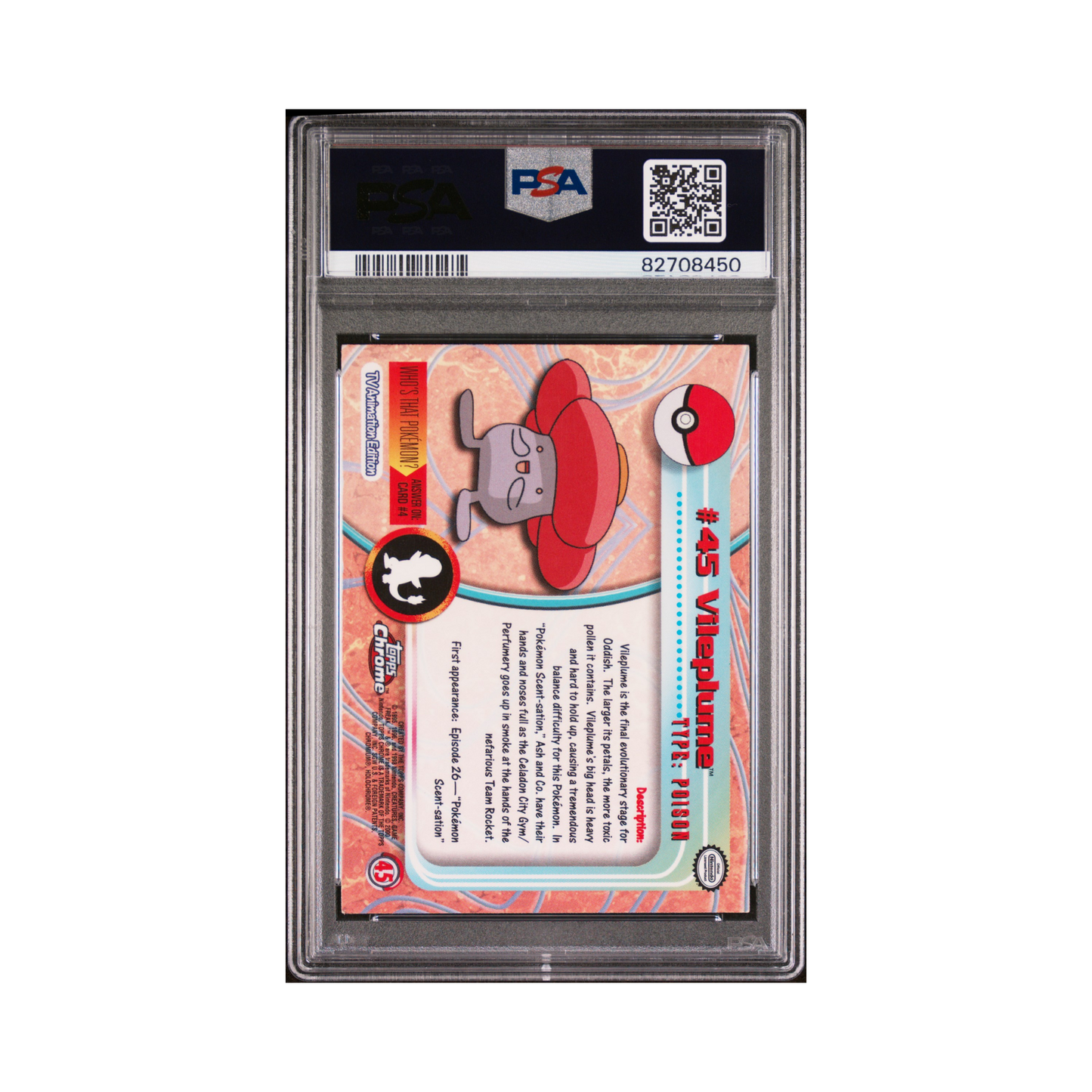2000 Pokémon Topps Chrome Pokemon TV Vileplume #45 PSA 6