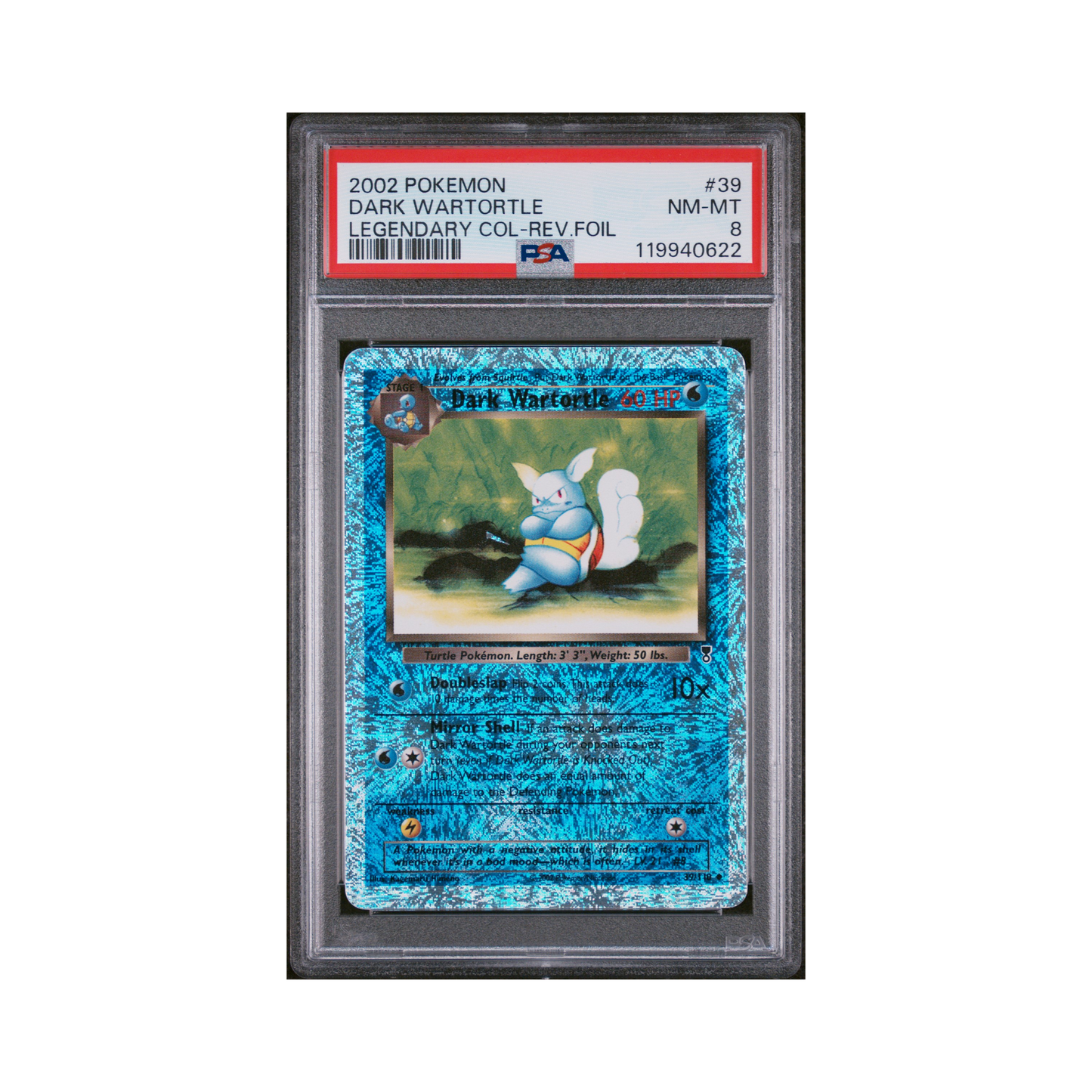2002 Pokémon Legendary Collection Dark Wartortle [Reverse] #39 PSA 8