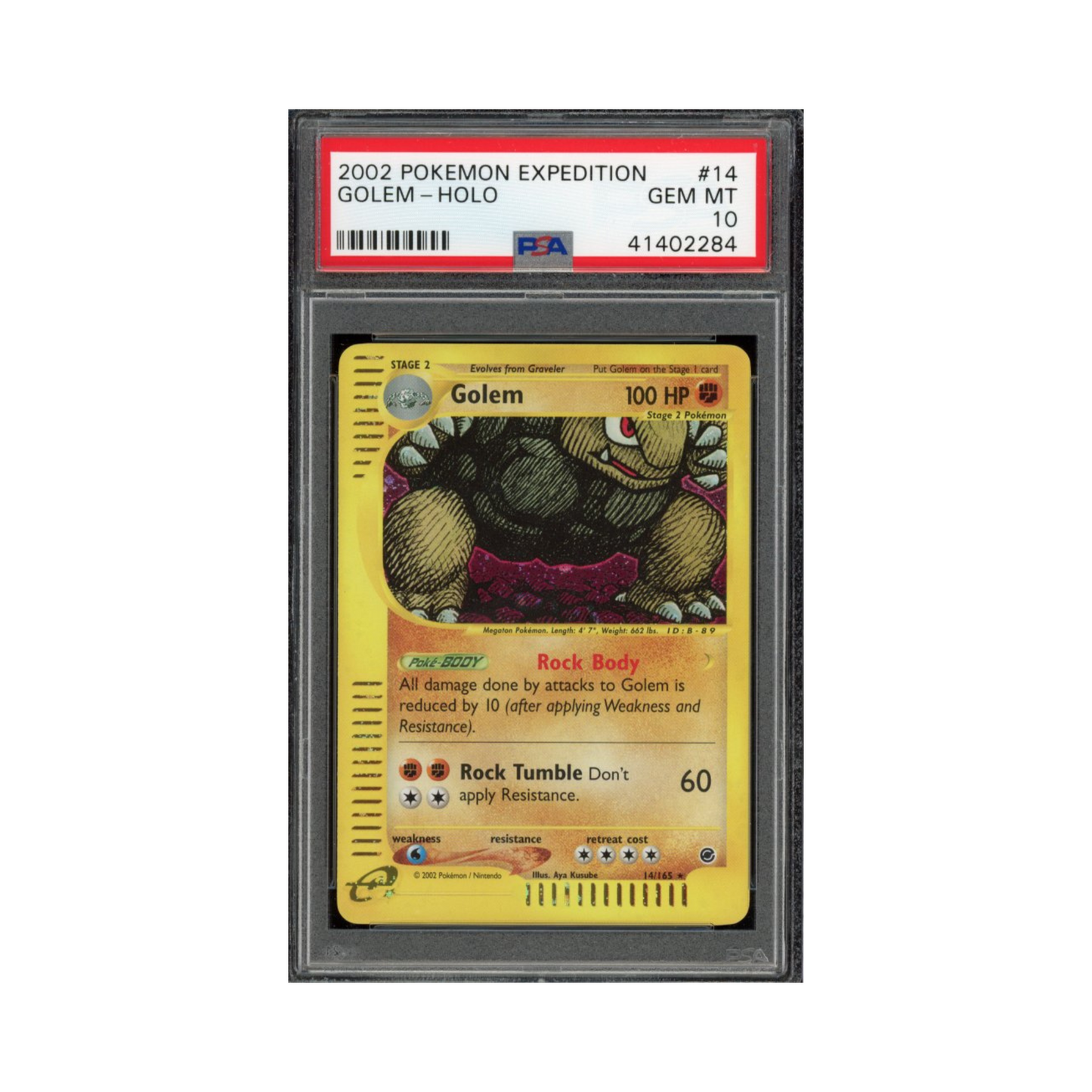2002 Pokemon Expedition Golem Holo #14 PSA 10