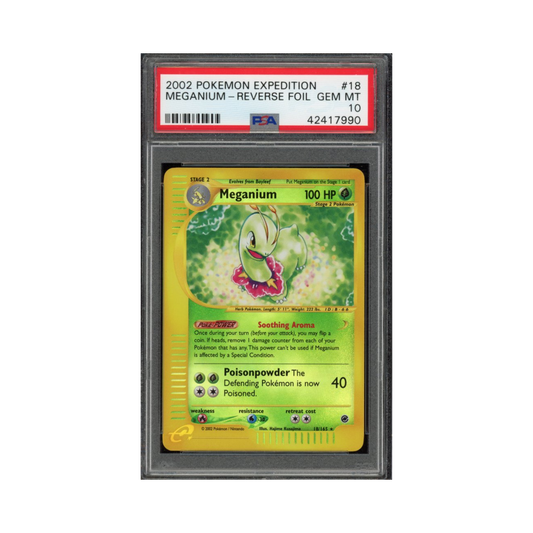 2002 Pokemon Expedition Reverse Holo Meganium #18 PSA 10