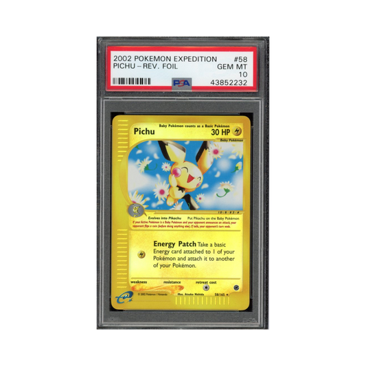 2002 Pokemon Expedition Reverse Holo Pichu #58 PSA 10