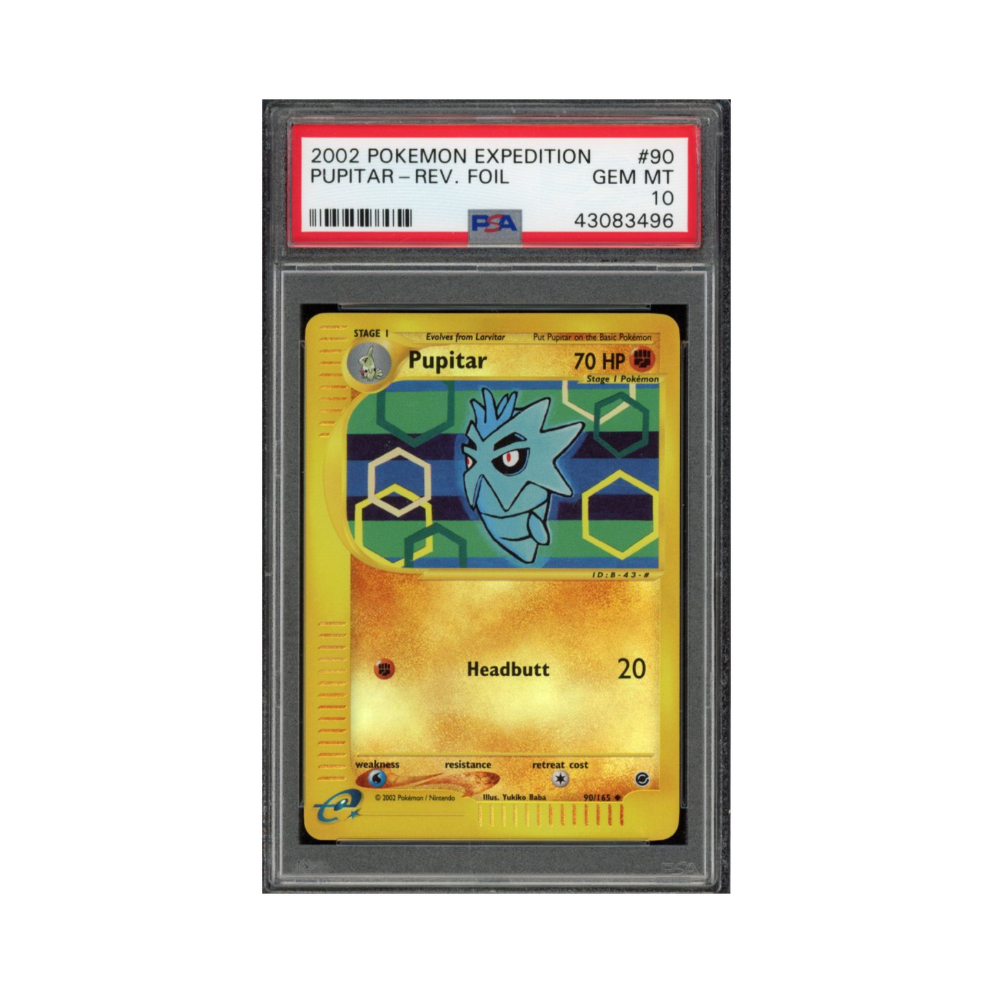 2002 Pokemon Expedition Reverse Holo Pupitar #90 PSA 10
