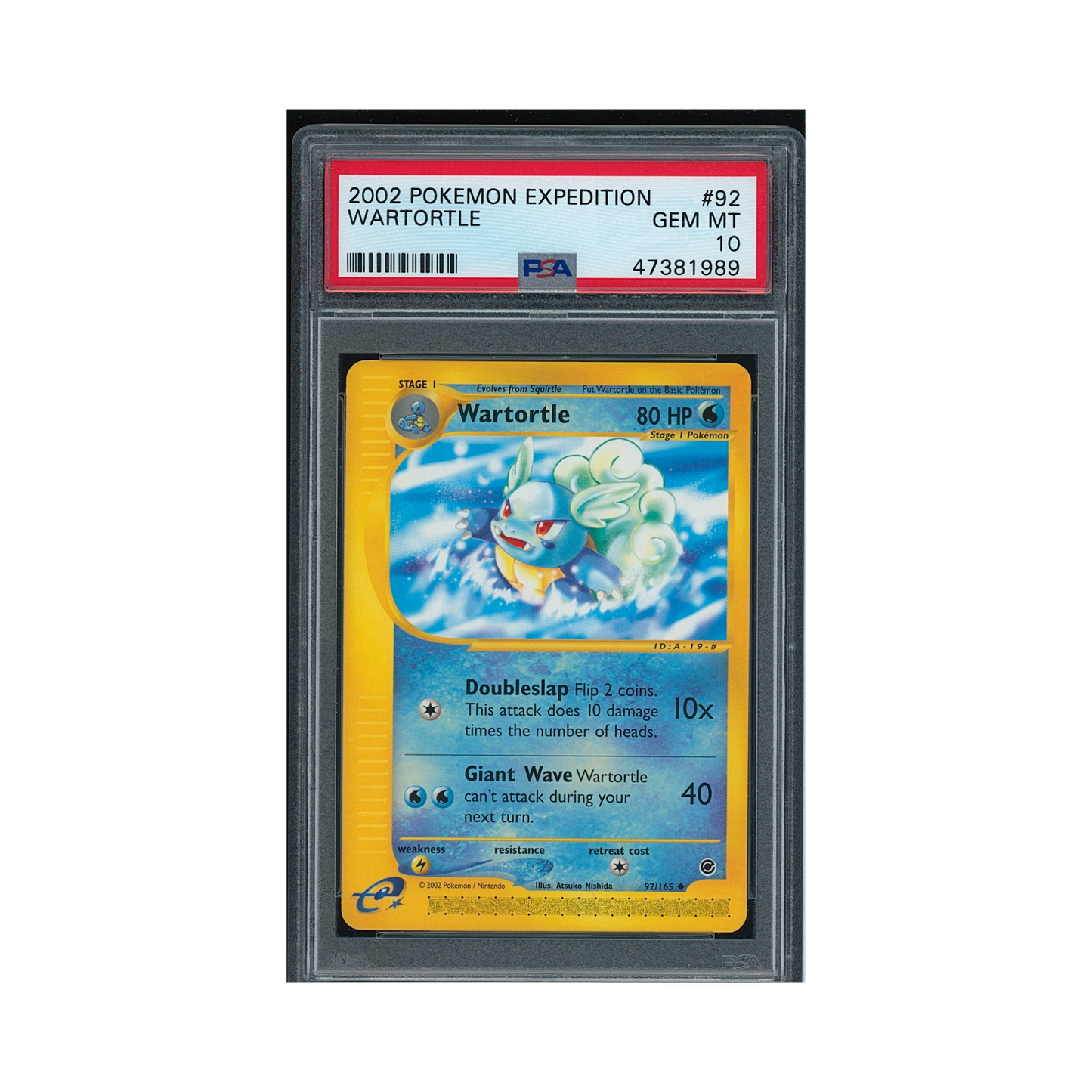 2002 Pokémon Expedition Wartortle #92 PSA 10