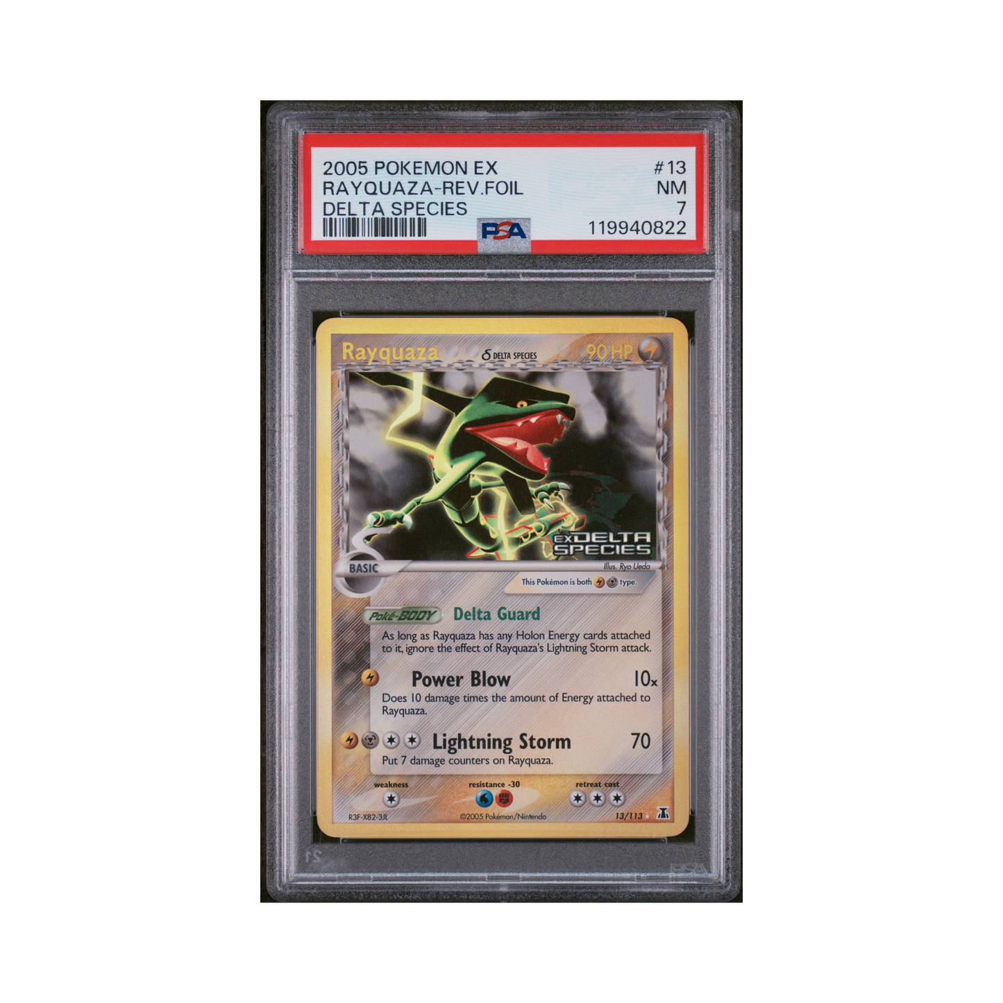 2005 Pokémon EX Delta Species Rayquaza [Reverse Holo]  #13 PSA 7