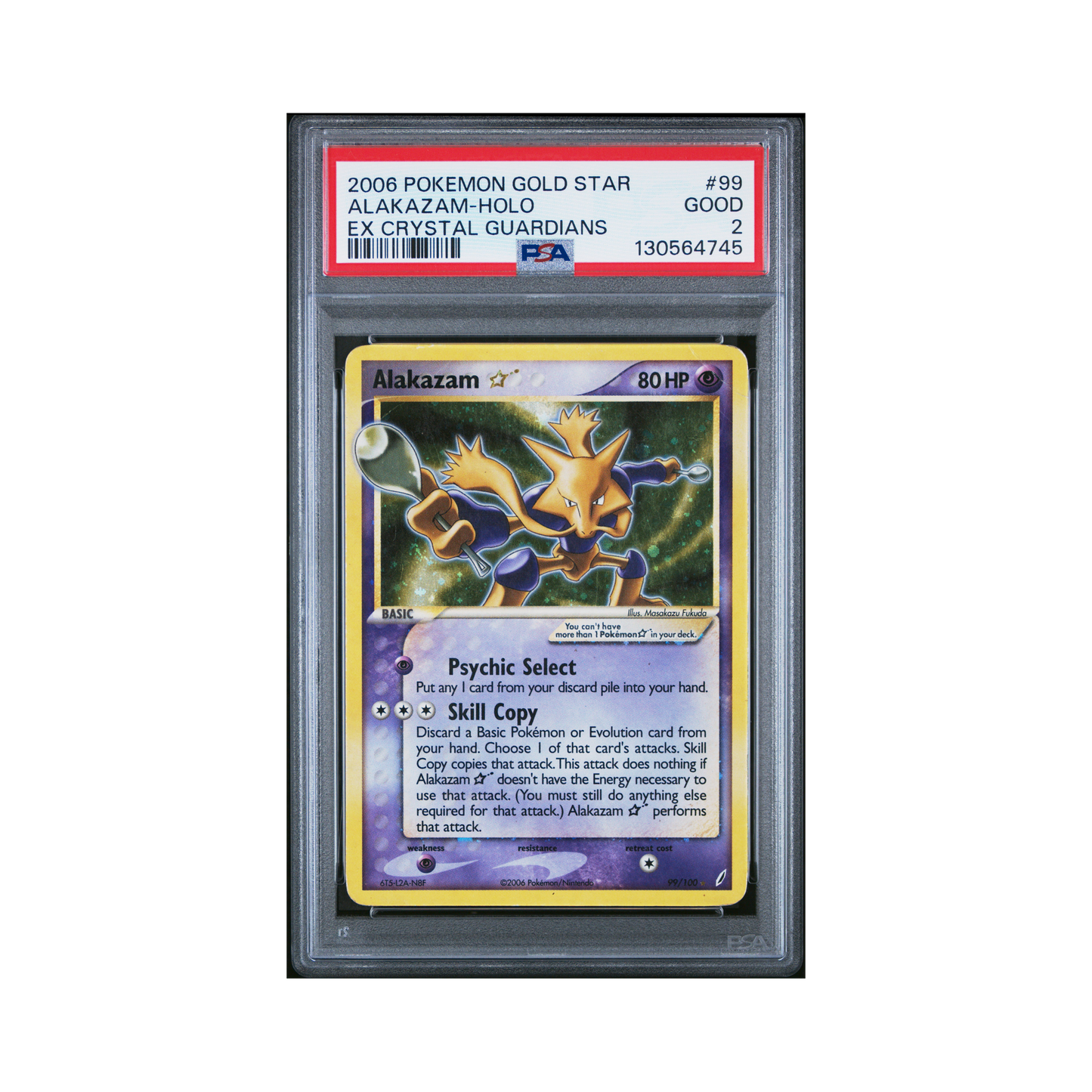 2006 Pokemon EX Crystal Guardians Alakazam Gold Star #99 PSA 2