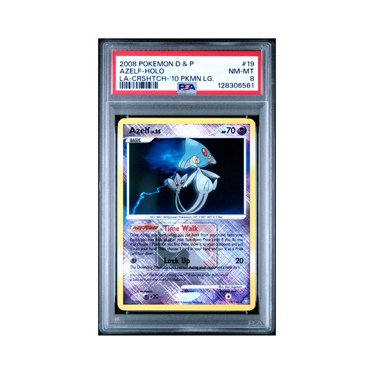 2008 Pokemon Diamond & Pearl Legends Awakened Azelf Crosshatch Pokemon League #19 PSA 8