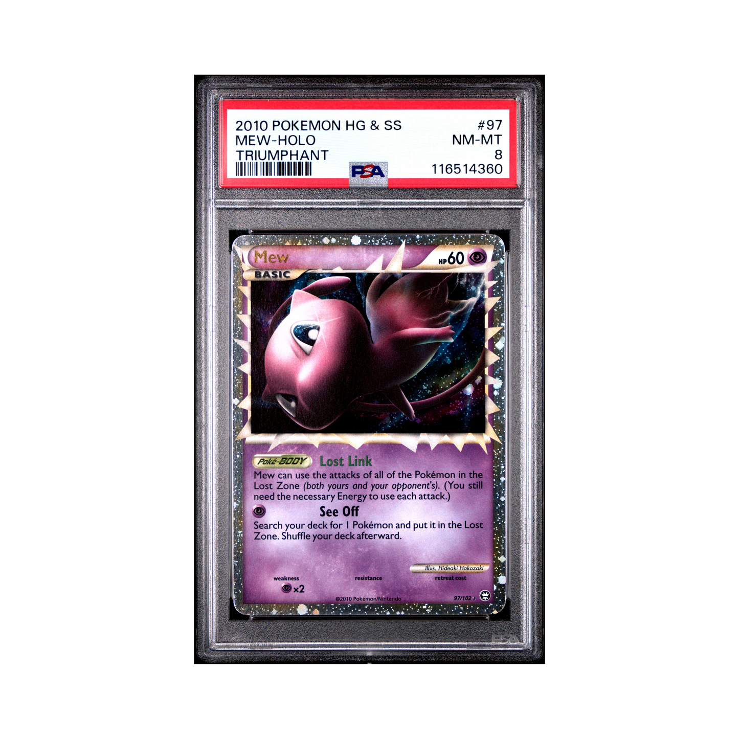2010 Pokémon Heartgold & Soulsilver Triumphant Mew #97 PSA 8
