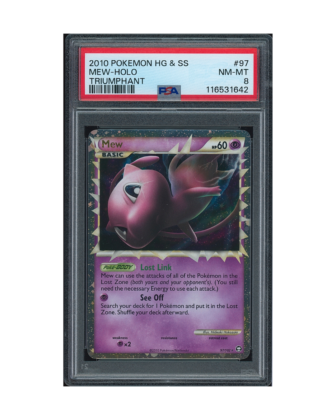 2010 Pokémon Heartgold & Soulsilver Triumphant Mew #97 PSA 8