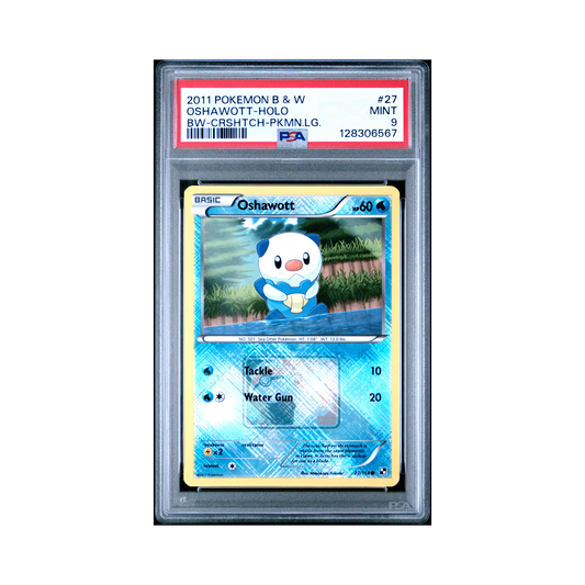 2011 Pokemon Black & White Oshawott Crosshatch Pokemon League #27 PSA 9