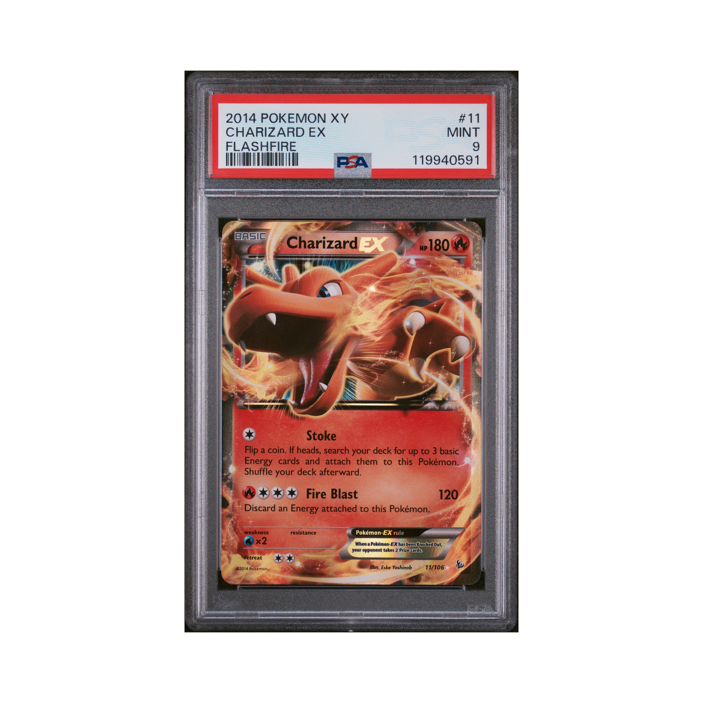 2014 Pokémon XY Flashfire Charizard EX #11 PSA 9