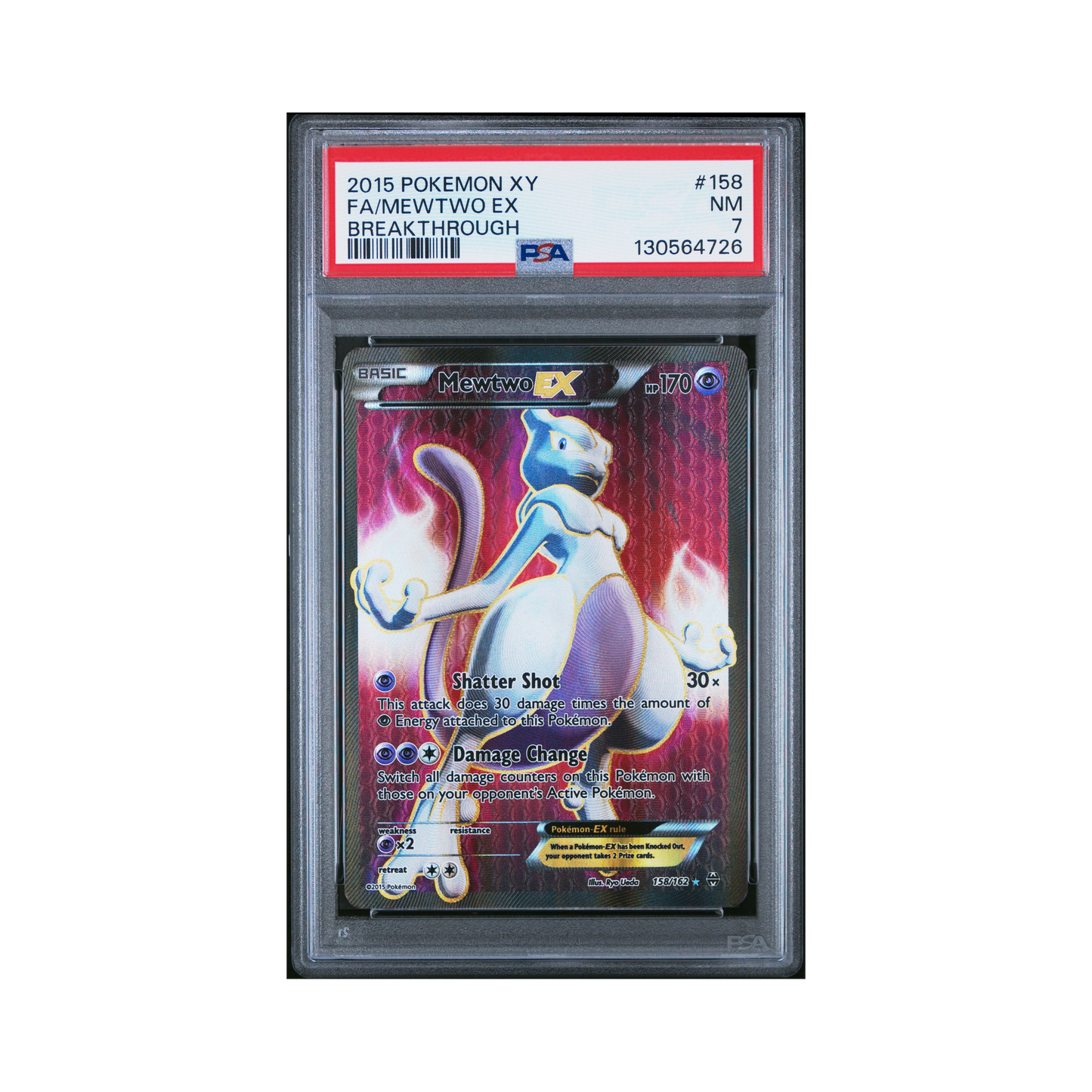 2015 Pokemon XY Breakthrough Mewtwo EX #158 PSA 7