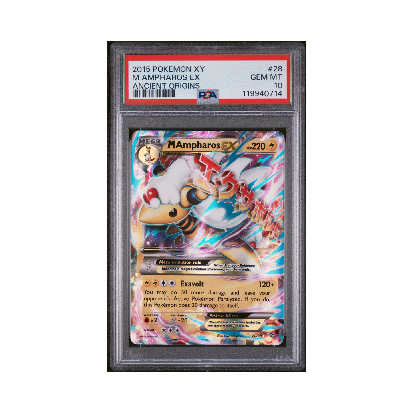2015 Pokémon XY Ancient Origins M Ampharos EX #28 PSA 10