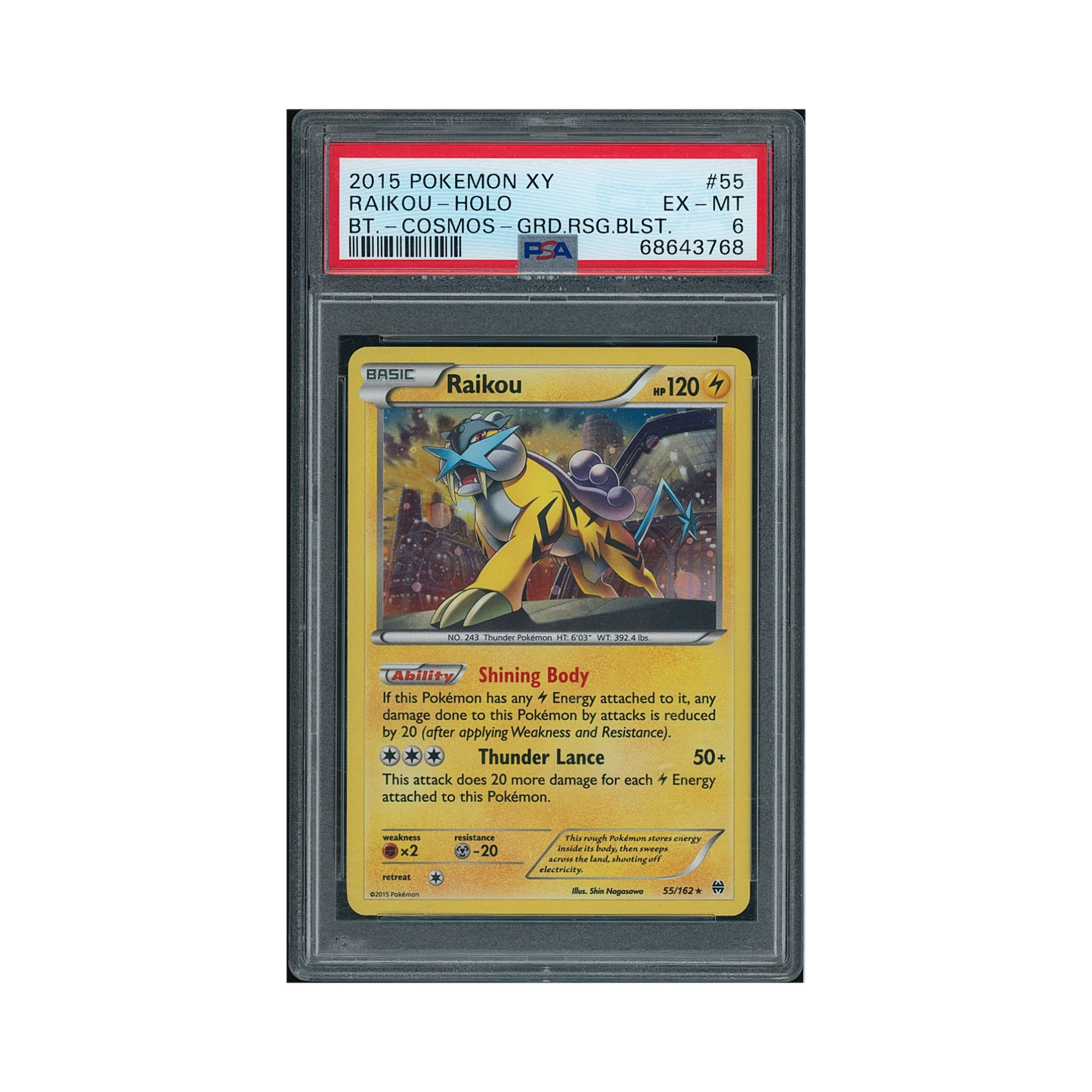 2015 Pokémon XY Breakthrough Raikou #55 PSA 6