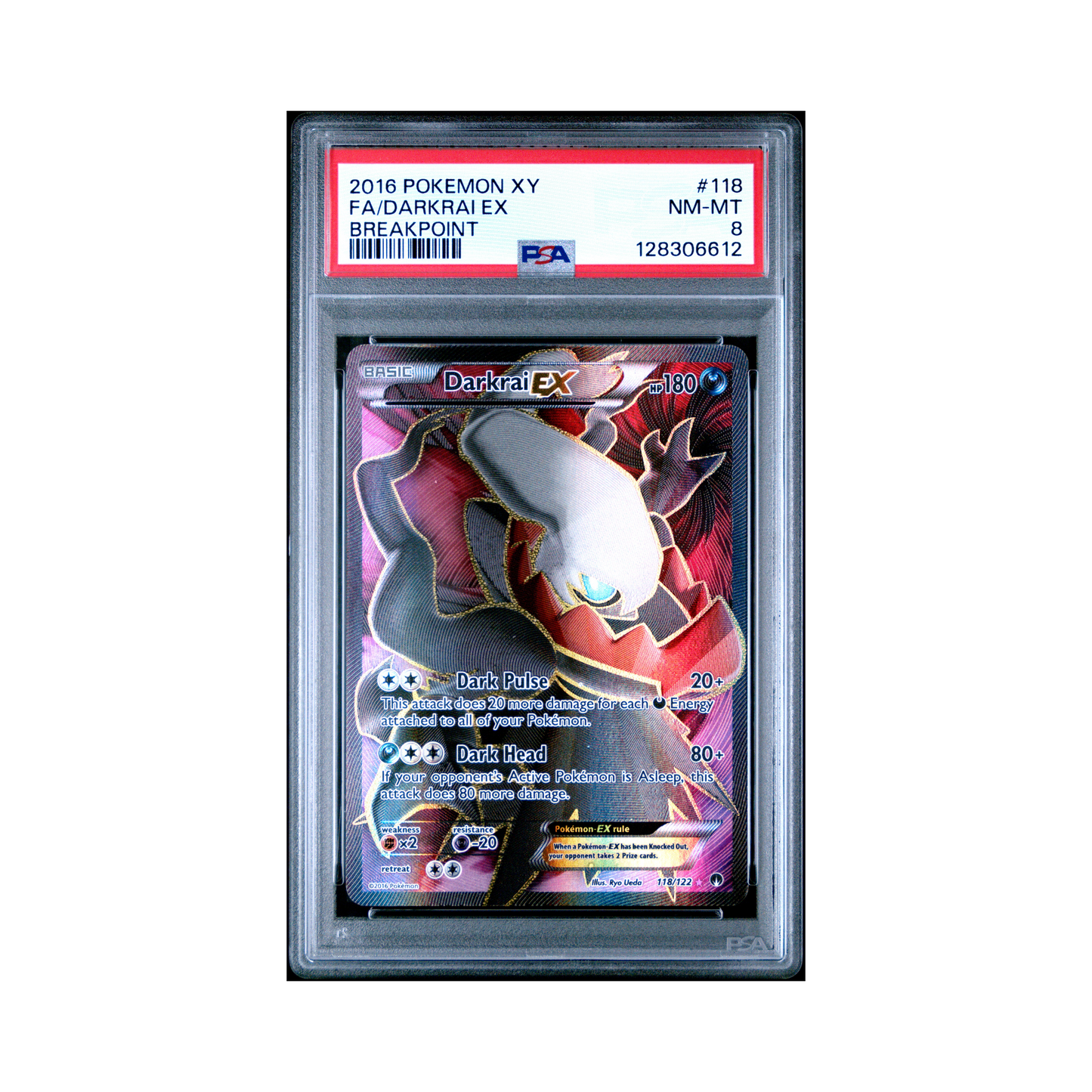 2016 Pokemon XY Breakpoint Darkrai EX #118 PSA 8