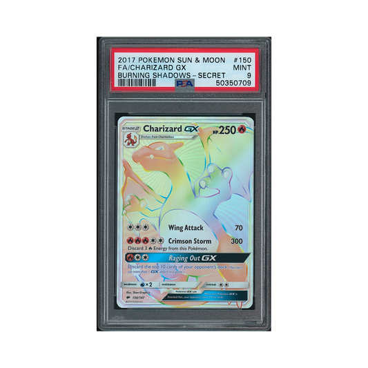 2017 Pokémon Sun & Moon Burning Shadows Charizard GX #150 PSA 9