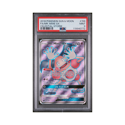 2018 Pokémon Sun & Moon Celestial Storm Mr. Mime GX #156 PSA 9