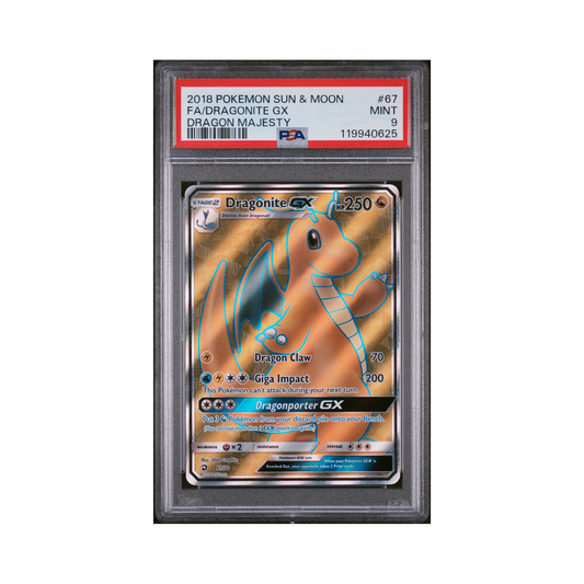 2018 Pokémon Sun & Moon Dragon Majesty Dragonite GX #67 PSA 9