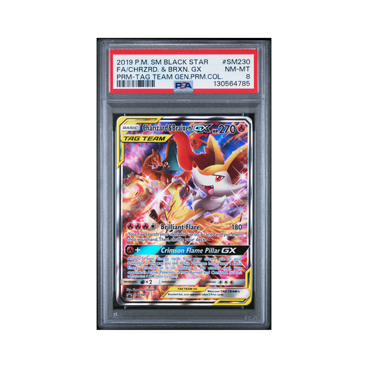 2019 Pokemon SM Black Star Promo Charizard & Braixen GX #SM230 PSA 8