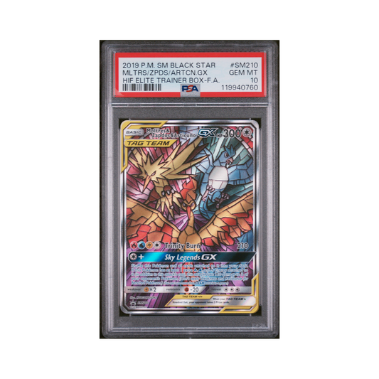 2019 Pokémon SM Black Star Promo Moltres & Zapdos & Articuno GX #SM210 PSA 10