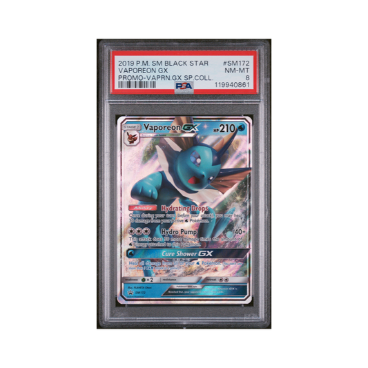 2019 Pokémon SM Black Star Promo Vaporeon GX #SM172 PSA 8