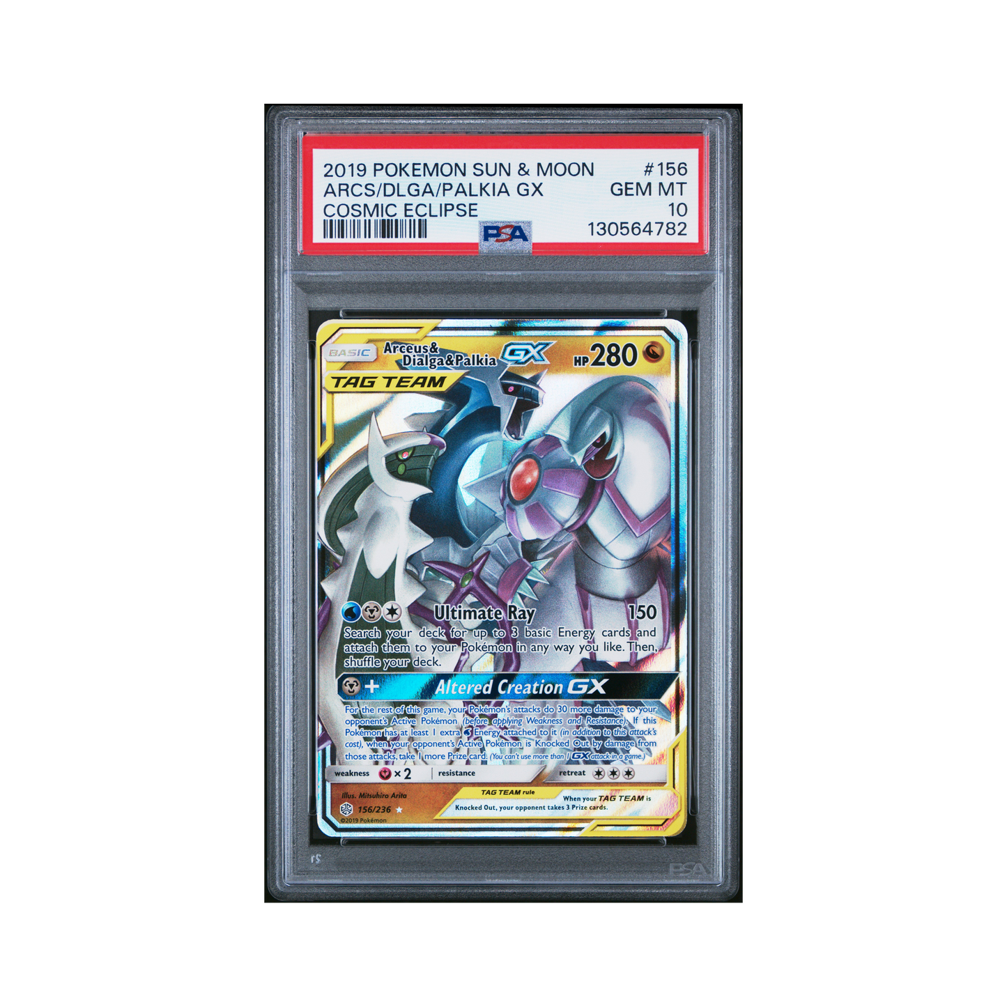 2019 Pokemon Sun & Moon Cosmic Eclipse Arcs/dlga/palkia GX #156 PSA 10