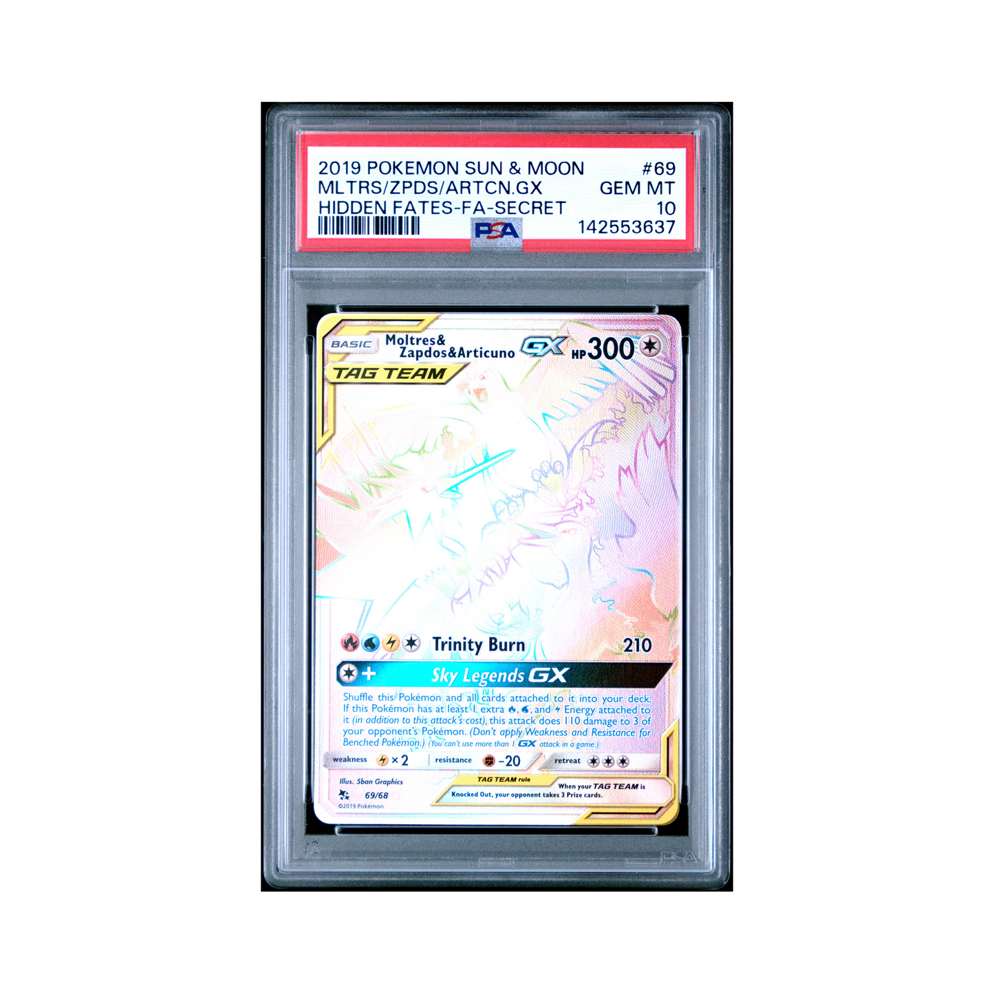 2019 Pokemon Sun & Moon Hidden Fates Mltrs/zpds/artcn.gx #69 PSA 10