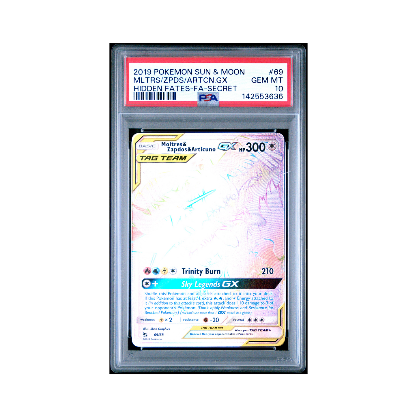 2019 Pokemon Sun & Moon Hidden Fates Mltrs/zpds/artcn.gx #69 PSA 10
