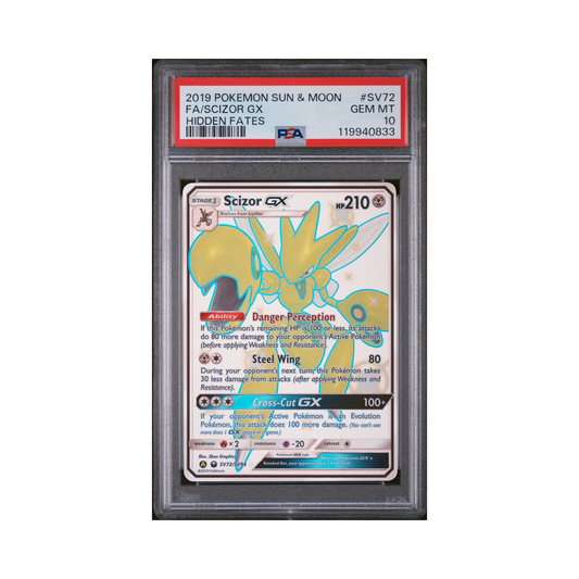 2019 Pokémon Sun & Moon Hidden Fates Scizor GX #SV72 PSA 10