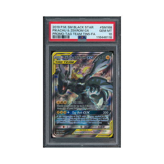 2019 Pokémon SM Black Star Promo Pikachu & Zekrom GX #SM168 PSA 10