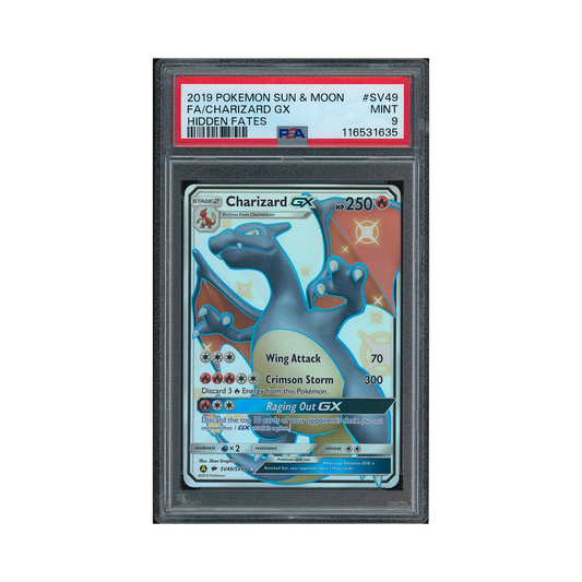 2019 Pokémon Sun & Moon Hidden Fates Charizard GX #SV49 PSA 9