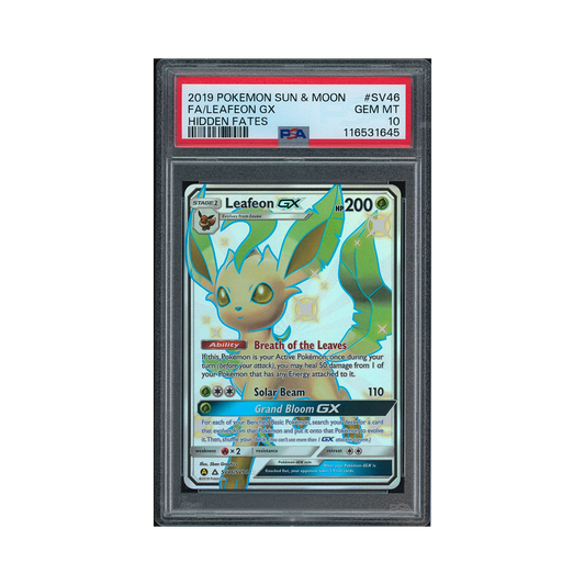 2019 Pokémon Sun & Moon Hidden Fates Leafeon GX #SV46 PSA 10