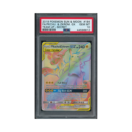 2019 Pokémon Sun & Moon Team Up Secret Pikachu & Zekrom GX #184 PSA 10