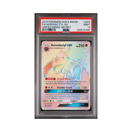 2019 Pokémon Sun & Moon Unified Minds Aerodactyl GX #244 PSA 9