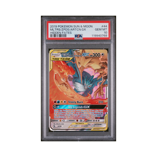 2019 Pokémon SM Hidden Fates Moltres & Zapdos & Articuno BX #44 PSA 10