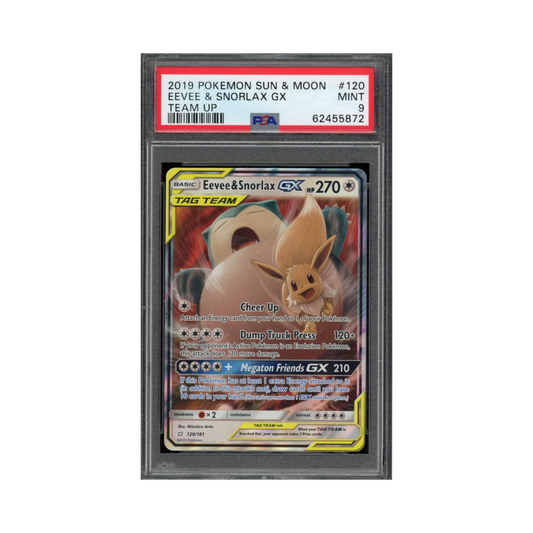 2019 Pokemon Sun & Moon Team Up Eevee & Snorlax GX #120 PSA 9