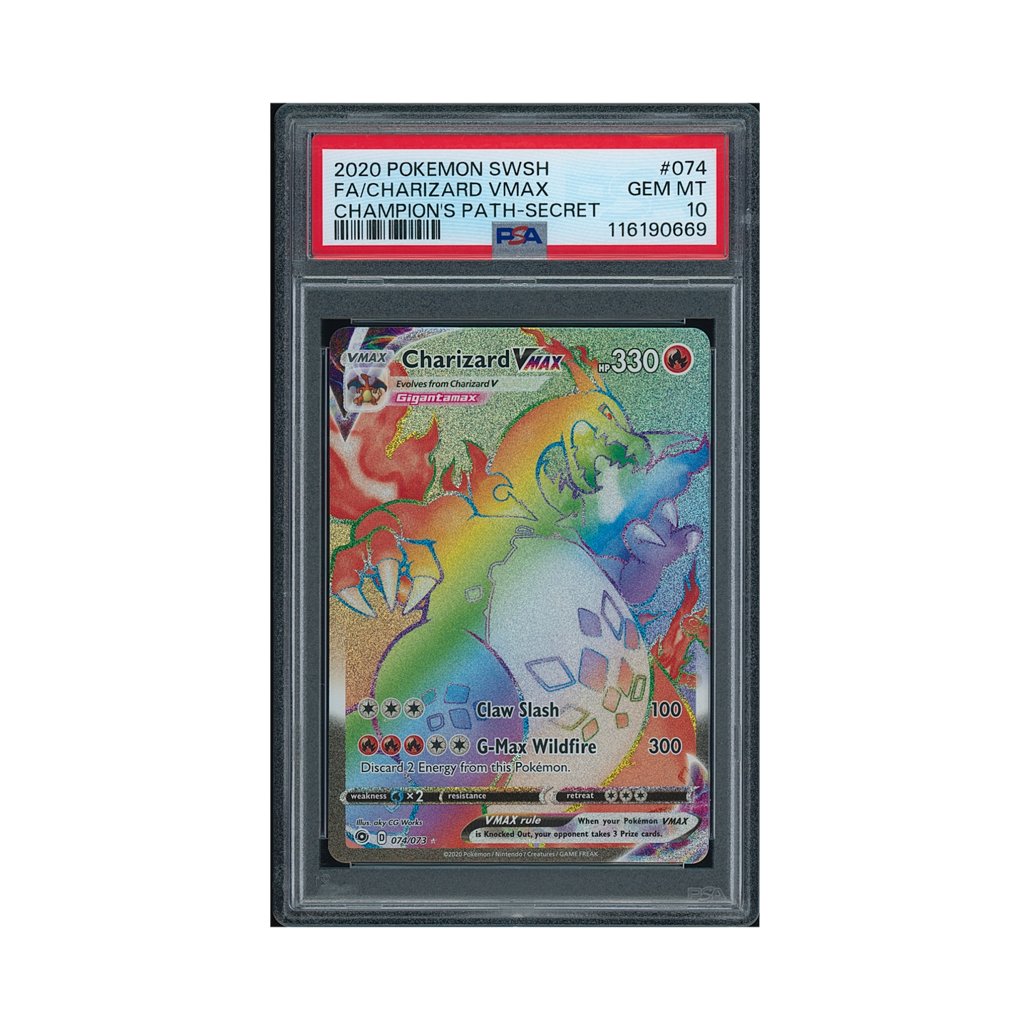 2020 Pokémon Sword & Shield Champion's Path Charizard VMAX #074 PSA 10