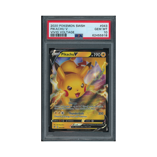 2020 Pokémon Sword & Shield Vivid Voltage Pikachu V #043 PSA 10