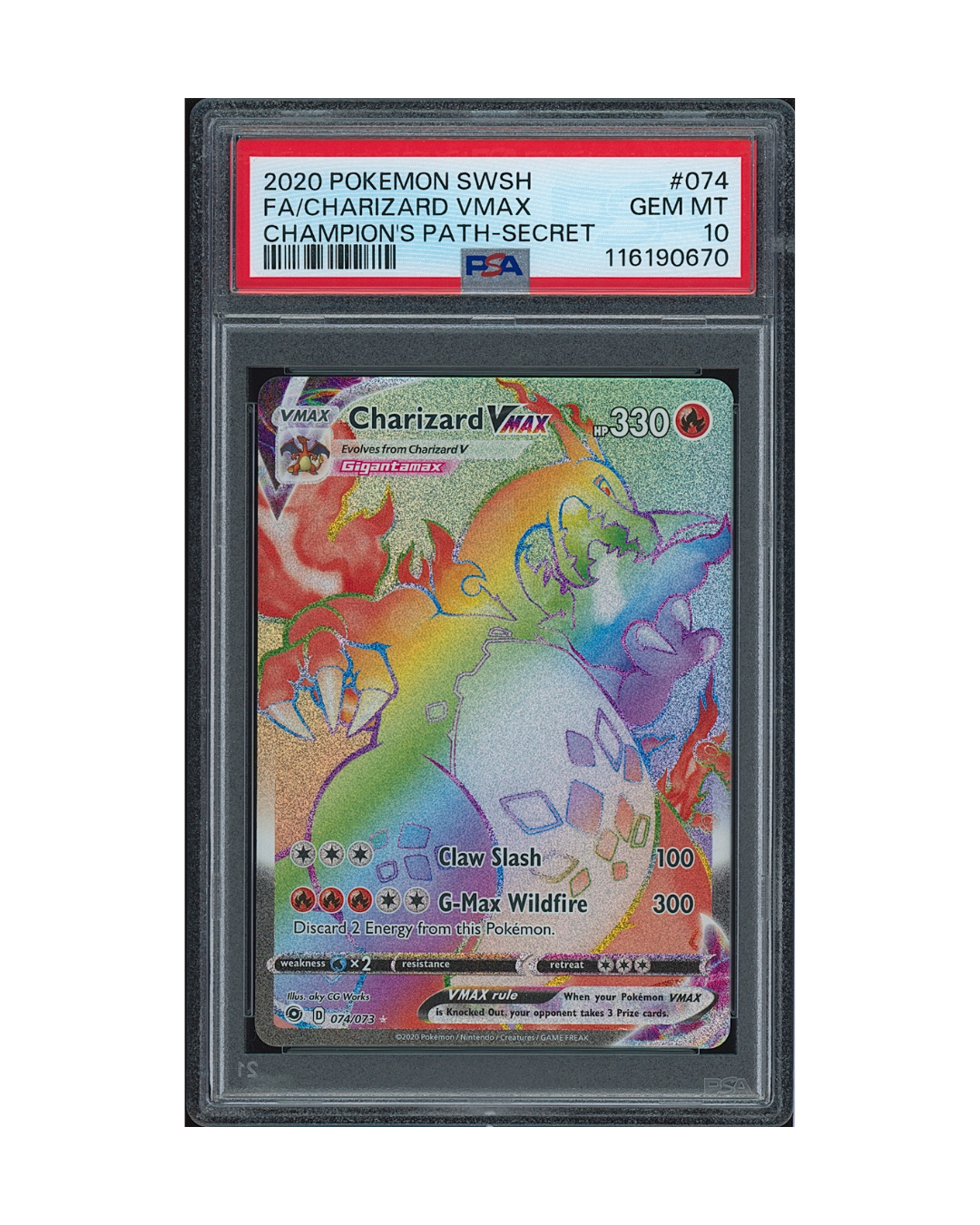 2020 Pokémon Sword & Shield Champion's Path Charizard VMAX #074 PSA 10