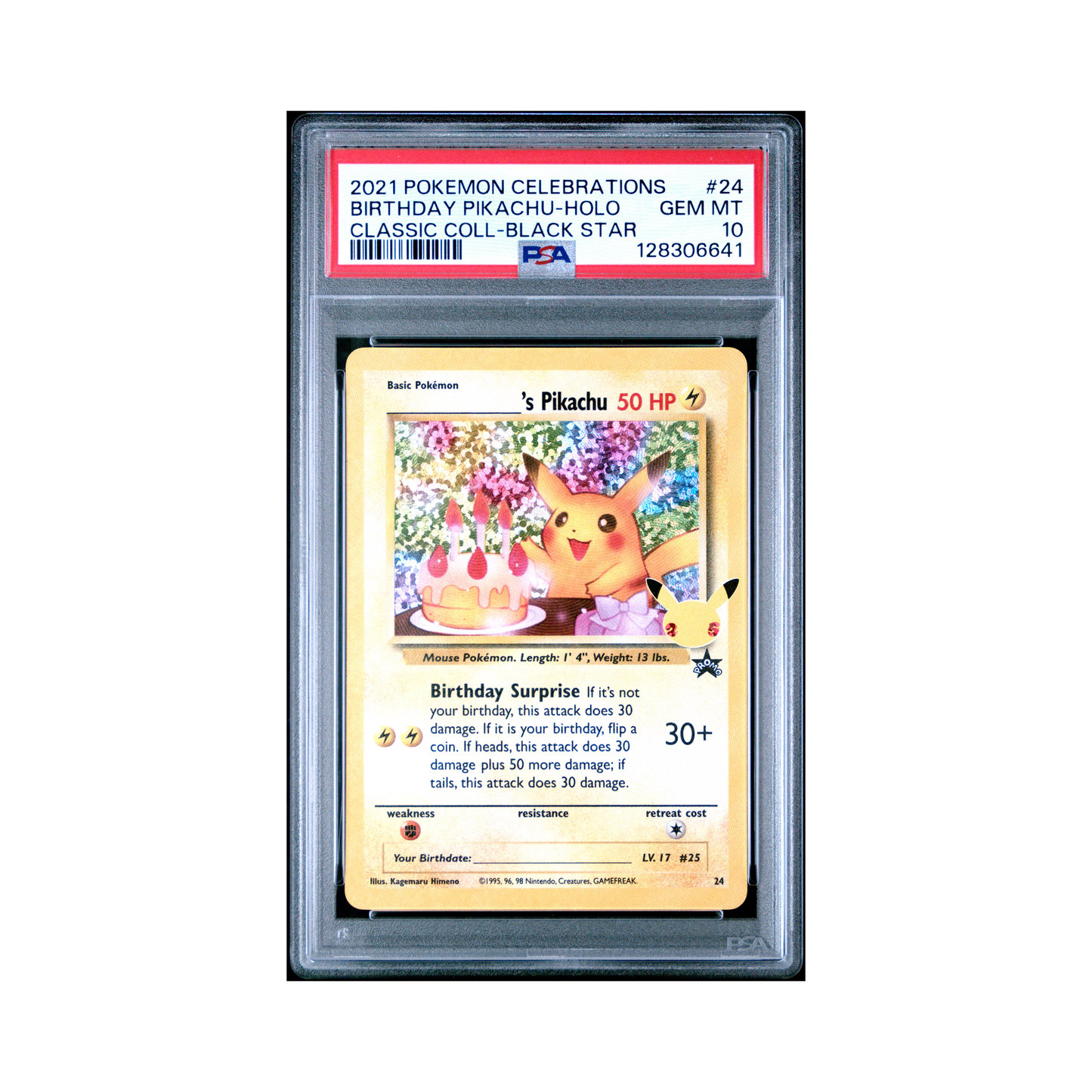2021 Pokémon Celebrations Classic Collection Birthday Pikachu #24 PSA 10