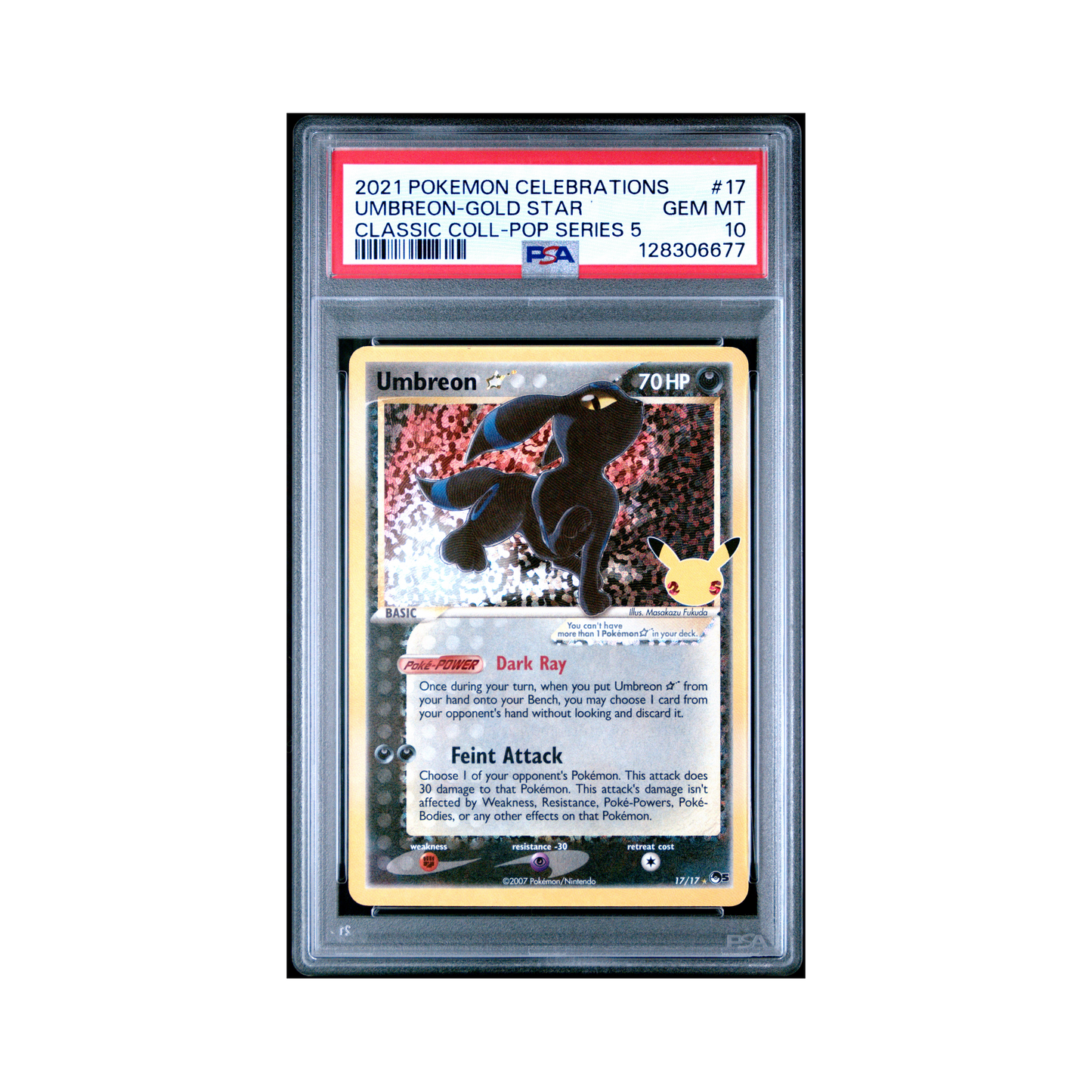 2021 Pokemon Celebrations Classic Collection Umbreon-gold Star #17 PSA 10