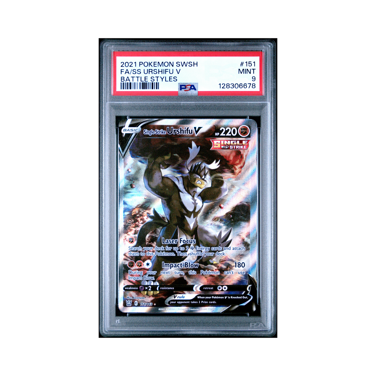 2021 Pokemon Sword & Shield Battle Styles Ss Urshifu V #151 PSA 9