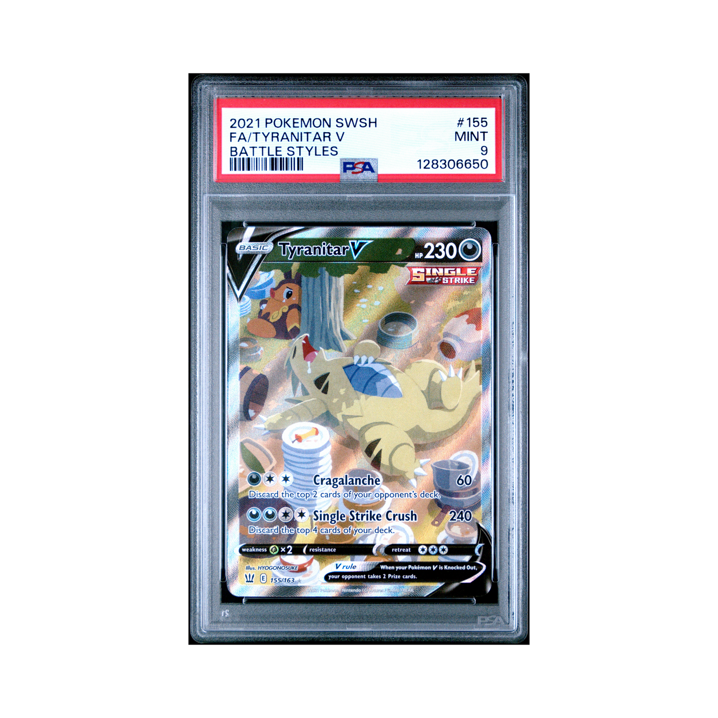 2021 Pokemon Sword & Shield Battle Styles Tyranitar V #155 PSA 9