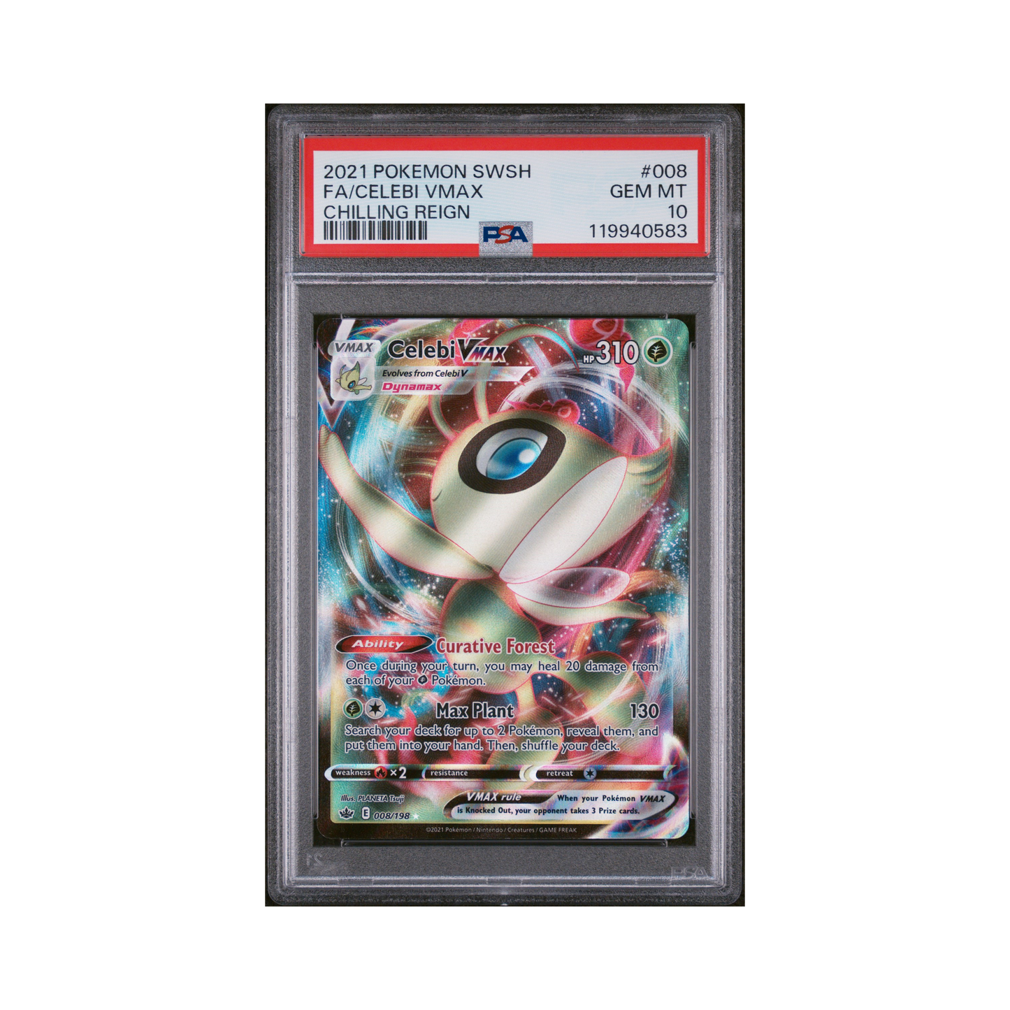 2021 Pokémon Sword & Shield Chilling Reign Celebi VMAX #008 PSA 10
