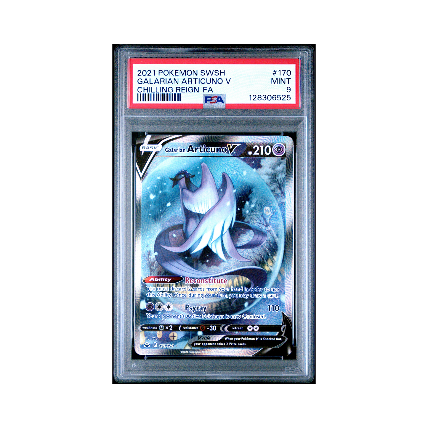 2021 Pokemon Sword & Shield Chilling Reign Galarian Articuno V #170 PSA 9