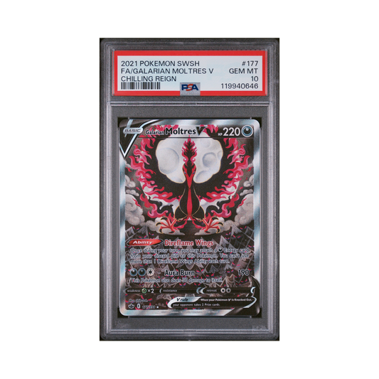 2021 Pokémon Sword & Shield Chilling Reign Galarian Moltres V #177 PSA 10