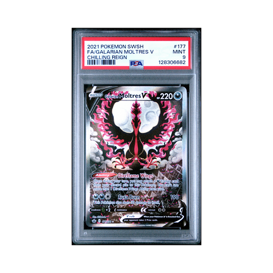 2021 Pokemon Sword & Shield Chilling Reign Galarian Moltres V #177 PSA 9